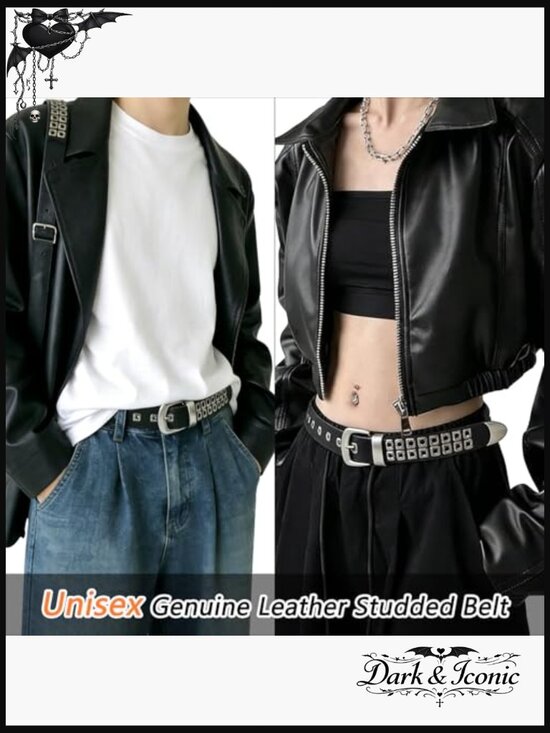 Genuine Leather Studded Punk Belt Y2K Goth Unisex 1.1\